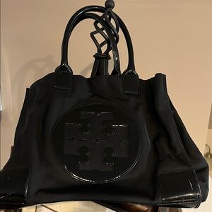 Tory Burch Black Tote with Logo Accent